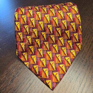 Ermenegildo Zegna Disegno Esclusivo Gold & Red Silk Tie